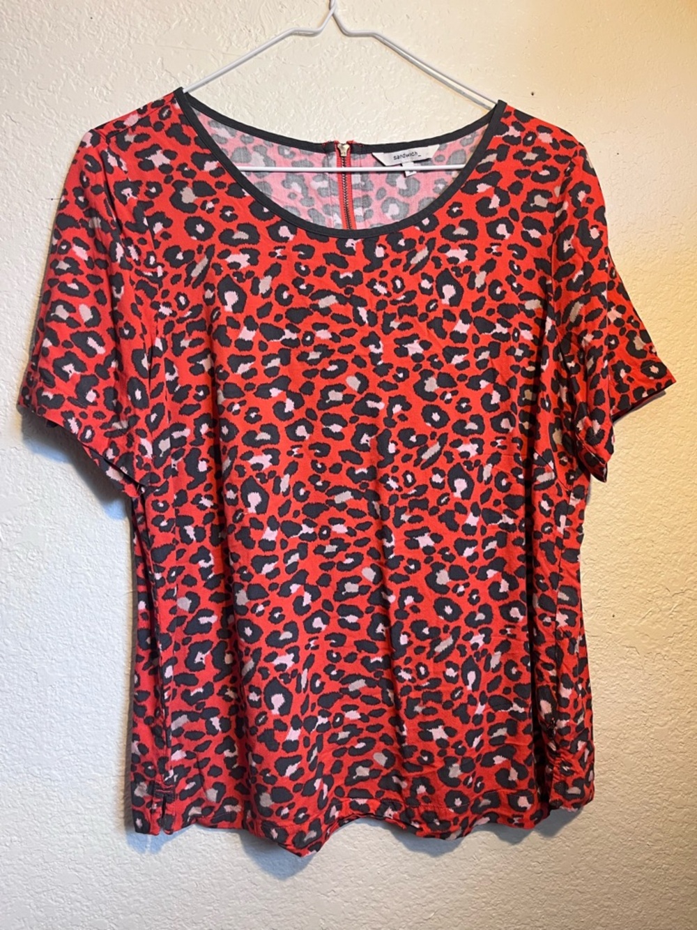 Sandwich Women’s Red Leopard Print Short Sleeve Tee